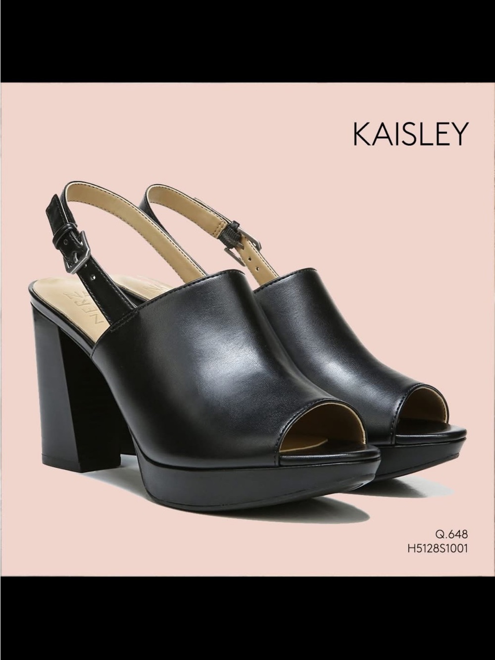 Naturalizer Black Open-Toe Slingback Platform Heels